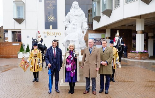 The Duchess of Cornwall formally unveils statue of King Charles II at Newmarket’s Rowley Mile Racecourse